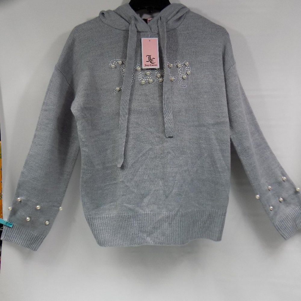 Juicy Couture Heather Cozy Peral Trimmed Hoodie Sweater Size M NEW WITH TAGS - Picture 1 of 8